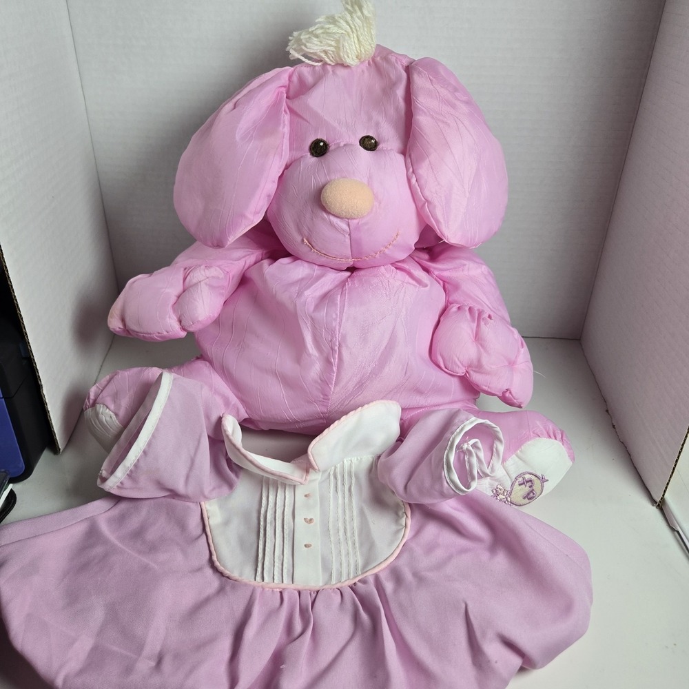 Vintage 1986 Puffalump Puppy Dog Fisher Price #8003 Pink Stuffed Plush Toy Shirt